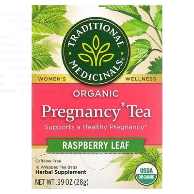 Organic Pregnancy Tea, Raspberry Leaf, Caffeine Free, 16 Wrapped Tea Bags, 0.99 oz (28 g)