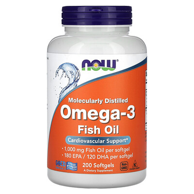 Omega-3 Fish Oil, 1,000 mg, 180 EPA - 120 DHA, 200 Softgels