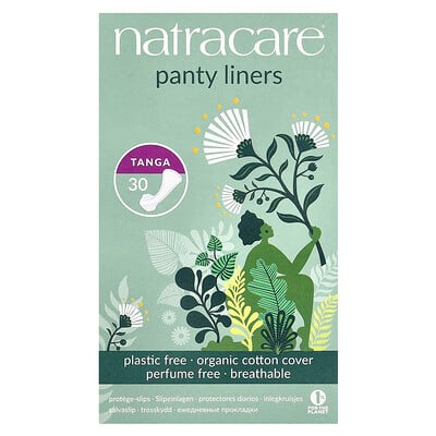 Panty Liners, Organic Cotton Cover, Tanga, 30 Liners