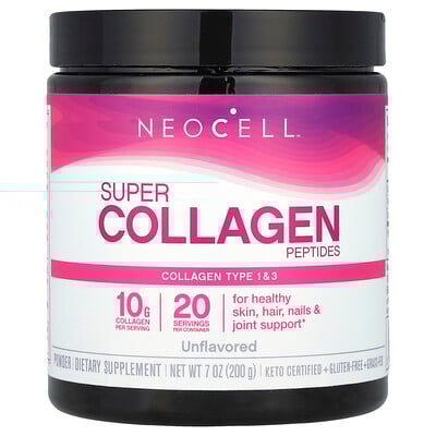 Super Collagen Peptides, Unflavored, 7 oz (200 g)