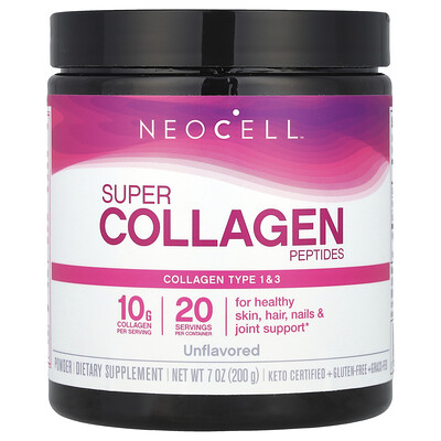 Super Collagen Peptides, Unflavored, 7 oz (200 g)