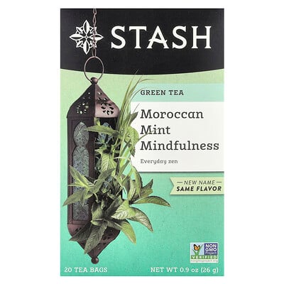 Green Tea, Moroccan Mint Mindfulness, 20 Tea Bags, 0.9 oz (26 g)