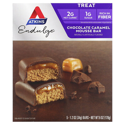 Endulge, Chocolate Caramel Mousse Bar, 5 Bars, 1.2 oz (34 g) Each