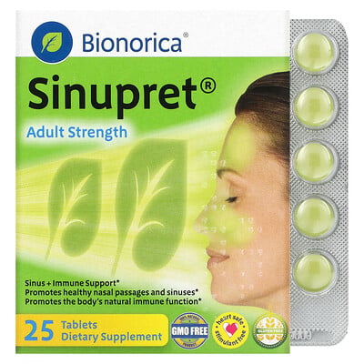 Sinupret, Sinus + Immune Support, Adult Strength, 25 Tablets