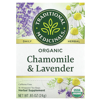 Organic Chamomile & Lavender, Caffeine Free, 16 Wrapped Tea Bags, 0.85 oz (24 g)