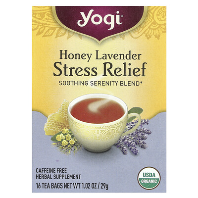 Stress Relief, Honey Lavender, Caffeine Free, 16 Tea Bags, 1.02 oz (29 g)