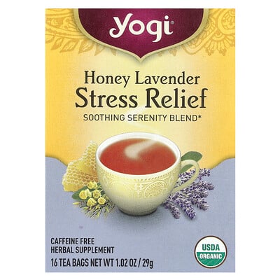 Stress Relief, Honey Lavender, Caffeine Free, 16 Tea Bags, 1.02 oz (29 g)