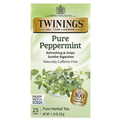 Herbal Tea, Pure Peppermint, Caffeine Free, 50 Tea Bags, 3.53 oz (100 g)