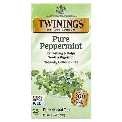 Herbal Tea, Pure Peppermint, Caffeine Free, 50 Tea Bags, 3.53 oz (100 g)