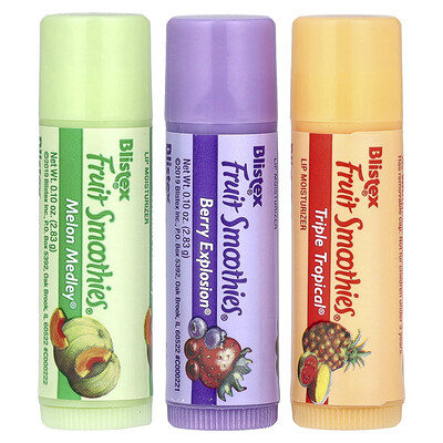 Lip Moisturizer, Fruit Smoothies, 3 Sticks, 0.10 oz (2.83 g) Each