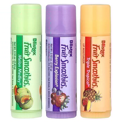 Lip Moisturizer, Fruit Smoothies, 3 Sticks, 0.10 oz (2.83 g) Each