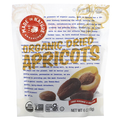 Organic dried apricots, tree-ripened & unsulfured, 6 oz (170 g) by Made ...