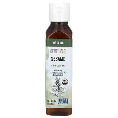 Organic Skin Care Oil, Sesame, 4 fl oz (118 ml)