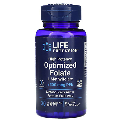 High potency optimized folate, 8,500 mcg dfe, 30 vegetarian tablets by ...