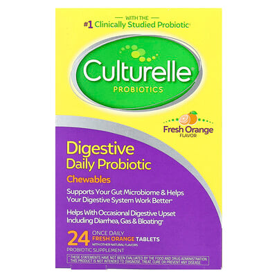 Digestive Daily Probiotic Chewables, Fresh Orange, 24 Once Daily Tablets