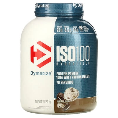 ISO100® Hydrolyzed, 100% Whey Protein Isolate, Cookies & Cream, 5 lb (2.3 kg)