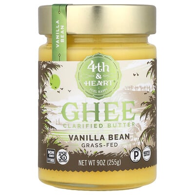 Ghee Clarified Butter, Grass-Fed, Vanilla Bean, 9 oz (225 g)