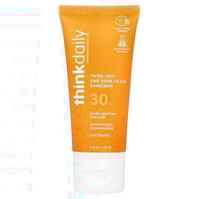 Thinkdaily, Tinted Face Zinc Oxide Sunscreen, SPF 30, 2 fl oz (59 ml)