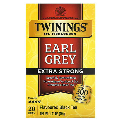 Black Tea, Earl Grey, Extra Strong, 20 Tea Bags, 1.41 oz (40 g)