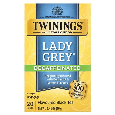 Flavored Black Tea, Lady Grey, Decaffeinated, 20 Tea Bags, 1.41 oz (40 g)