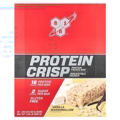 Protein Crisp, Vanilla Marshmallow, 12 Bars, 1.94 oz (55 g) Each