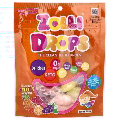 Zolli Drops, The Clean Teeth Drops, Delicious Fruit, 1.6 oz