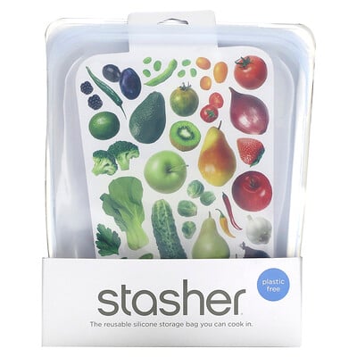 Reusable Silicone Food Bag, Half Gallon, Clear, 64.2 fl oz (1.92 l)