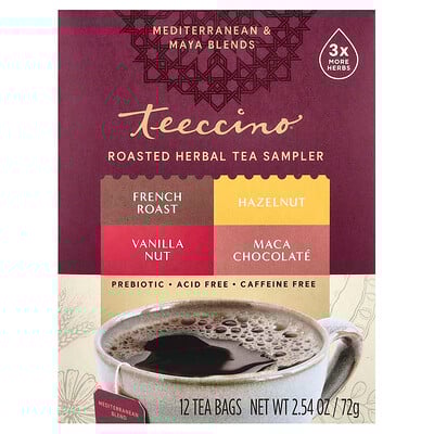 Roasted Herbal Tea Sampler, 4 Flavors, Caffeine Free, 12 Tea Bags, 2.54 oz (72 g)