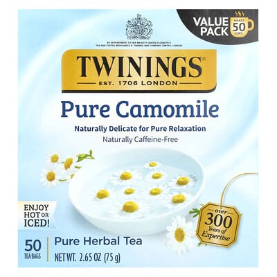 Herbal Tea, Pure Camomile, Caffeine Free, 25 Tea Bags, 1.32 oz (37 g)