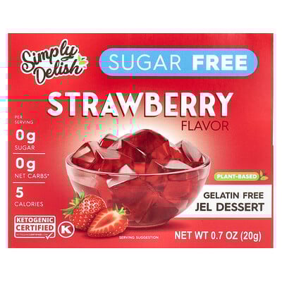 Gelatin Free Jel Dessert, Sugar Free, Strawberry, 0.7 oz (20 g)