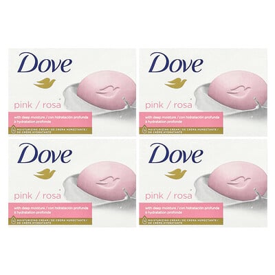 Beauty Bar Soap with Deep Moisture, Pink, 4 Bars, 3.75 oz (106 g) Each