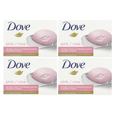 Beauty Bar Soap with Deep Moisture, Pink, 4 Bars, 3.75 oz (106 g) Each