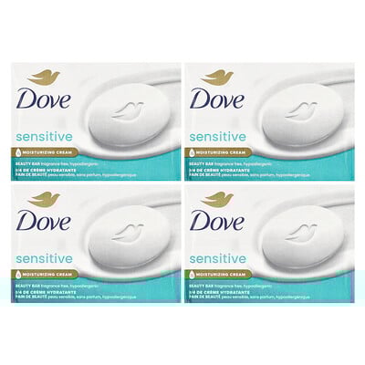 Beauty Bar Soap, Sensitive Skin, Fragrance Free, 4 Bars, 3.75 oz (106 g) Each