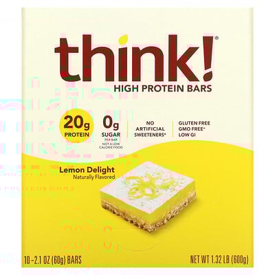 High Protein Bars, Lemon Delight, 10 Bars, 2.1 oz (60 g) Each