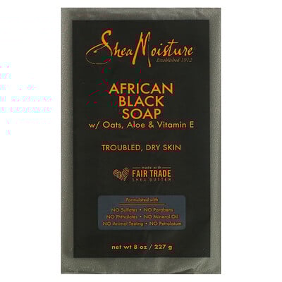 African Black Bar Soap with Oats, Aloe & Vitamin E, 8 oz (227 g)