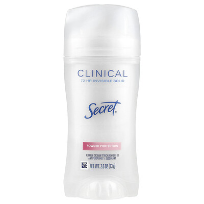 Clinical, Antiperspirant/Deodorant, 72 HR Invisible Solid, Powder Protection, 2.6 oz (73 g)