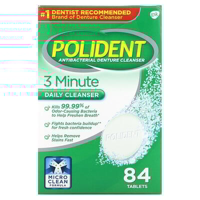Antibacterial Denture Cleanser, 84 Tablets