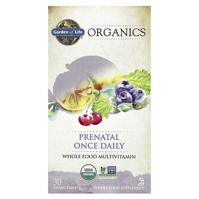 Organics, Once Daily, Prenatal, Whole Food Multivitamin, 30 Vegan Tablets