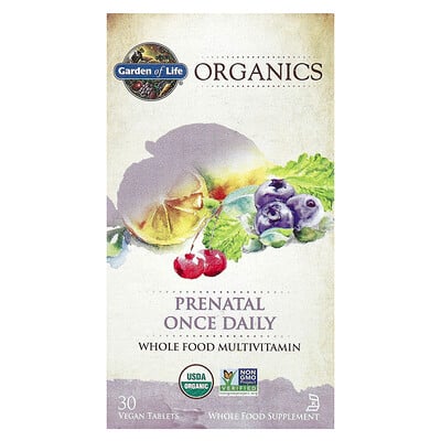 Organics, Once Daily, Prenatal, Whole Food Multivitamin, 30 Vegan Tablets