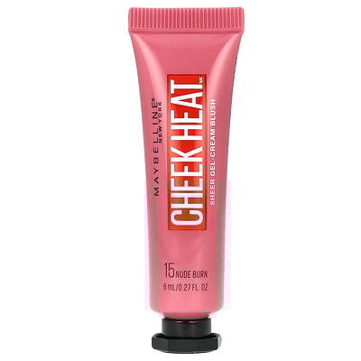 Cheek Heat, Sheer Gel-Cream Blush, 15 Nude Burn, 0.27 fl oz (8 ml)
