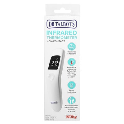 Infrared Thermometer, Non-Contact, White, 1 Thermometer