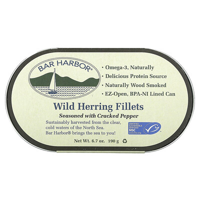 Wild Herring Fillets, Seasoned with Cracked Pepper, 6.7 oz (190 g)