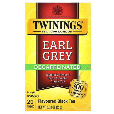 Flavored Black Tea, Earl Grey, Decaffeinated, 20 Tea Bags, 1.23 oz (35 g)