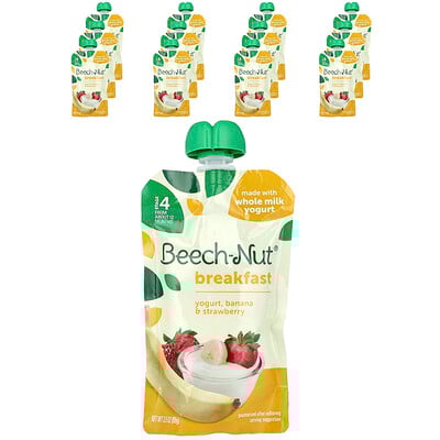 Breakfast, Yogurt, 12+ Months, Banana & Strawberry, 12 Pouches, 3.5 oz (99 g) Each