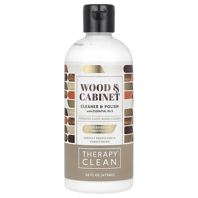 Wood & Cabinet, Cleaner & Polish with Essential Oils, 16 fl oz (473 ml)