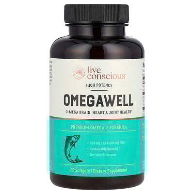 OmegaWell, Premium Omega-3 Formula, High Potency, 60 Softgels