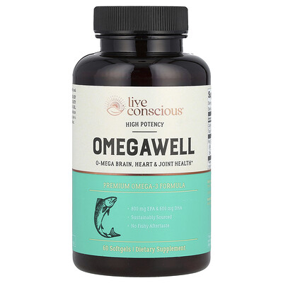 OmegaWell, Premium Omega-3 Formula, High Potency, 60 Softgels