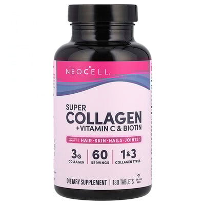 Super Collagen + Vitamin C & Biotin, 180 Tablets