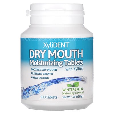 Dry Mouth, Moisturizing Tablets with Xylitol, Wintergreen, 100 Tablets, 1.76 oz (50 g)