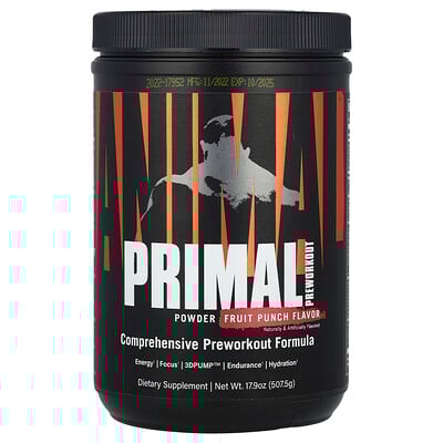 Primal Preworkout Powder, Fruit Punch, 17.9 oz (507.5 g)